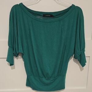 Arden B. Green Off Shoulder Boat Neck Dolman Sleeve Y2k Blouse